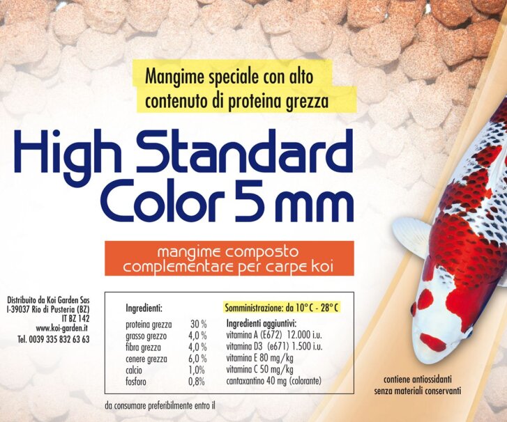 High Standard Color 5 mm - 4,5 litri mangime gallegiante per Koi e pesci da laghetto
